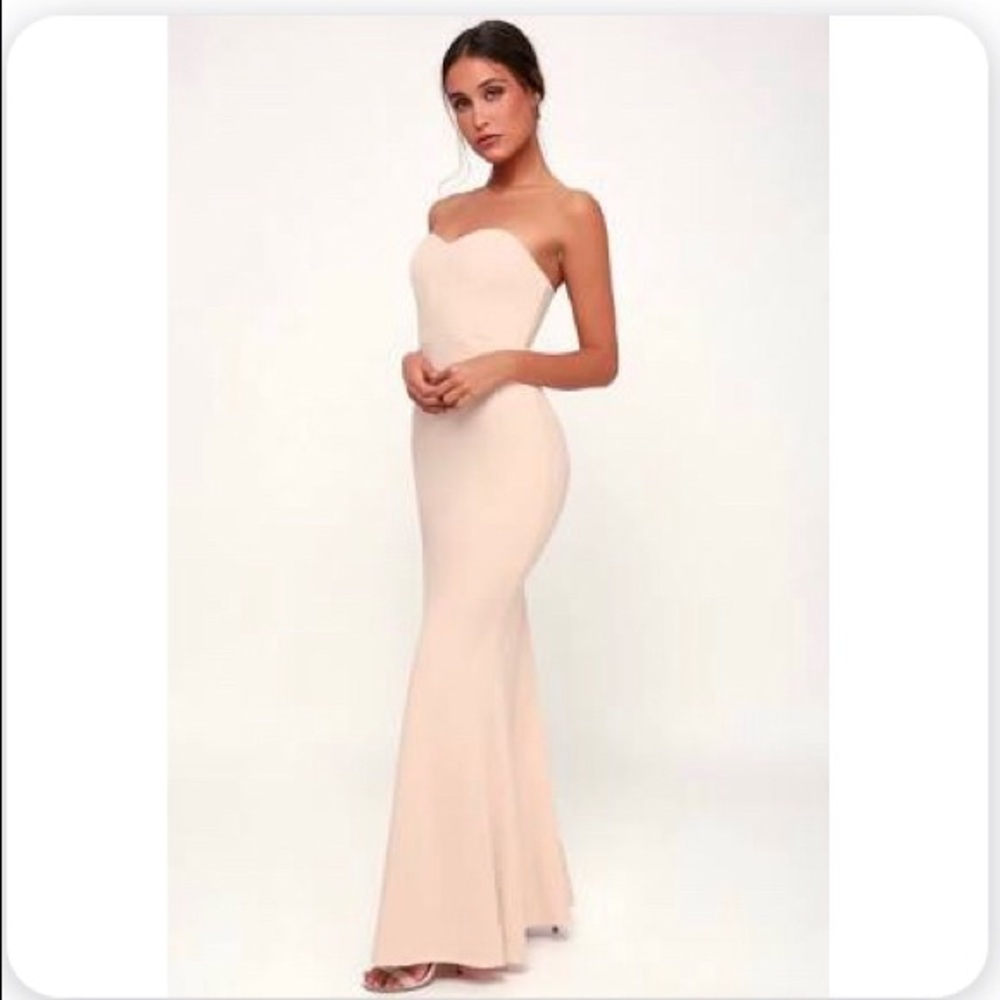 STAND IN THE SPOTLIGHT BLUSH STRAPLESS MAXI DRESS